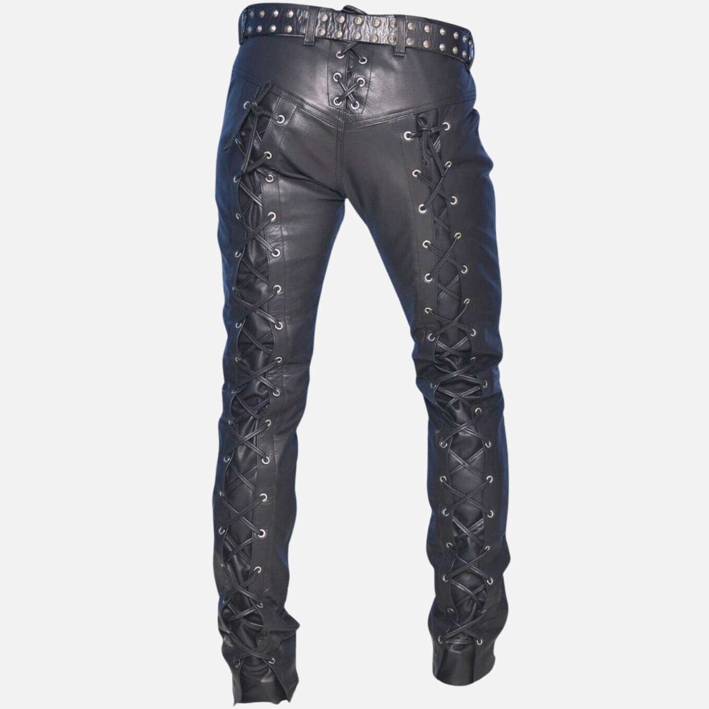 Elevate your wardrobe with our Genuine Leather Pants featuring an Adjustable Lace-Up Closure. Crafted from premium black leather, these versatile pants combine comfort and style. Perfect for casual outings or a night out, they feature practical pockets and custom sizing. Shop now for timeless elegance!