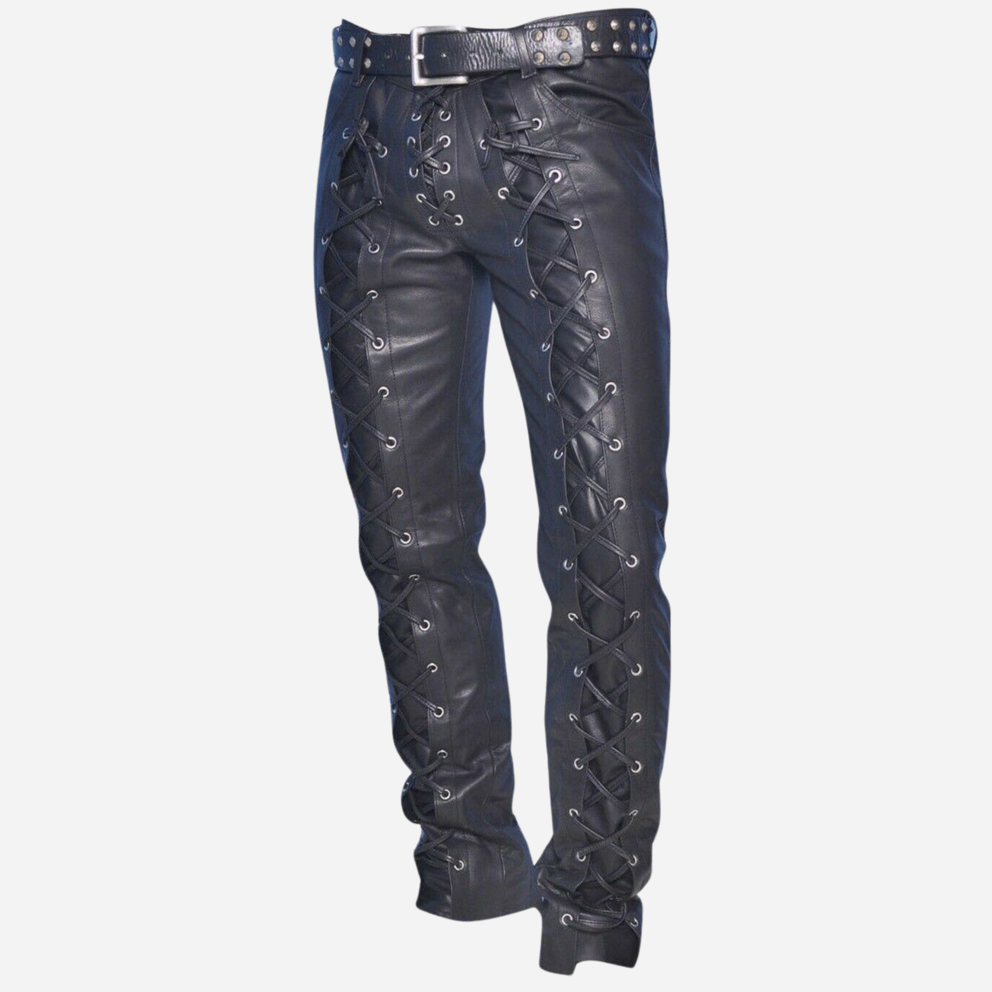 Elevate your wardrobe with our Genuine Leather Pants featuring an Adjustable Lace-Up Closure. Crafted from premium black leather, these versatile pants combine comfort and style. Perfect for casual outings or a night out, they feature practical pockets and custom sizing. Shop now for timeless elegance!