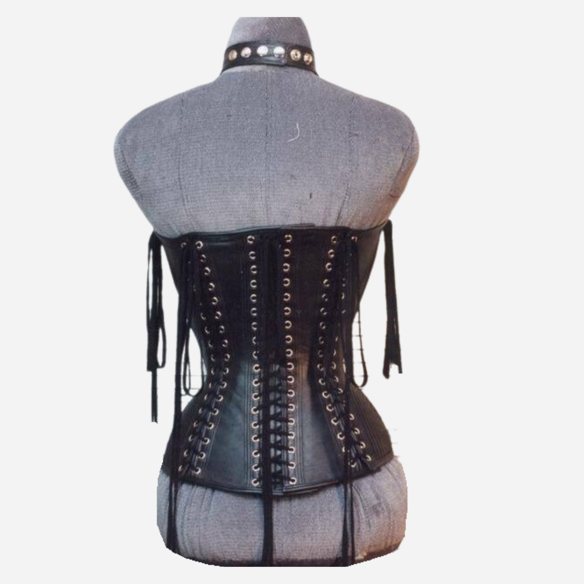 Genuine Leather Over bust corset dress with halter neck 