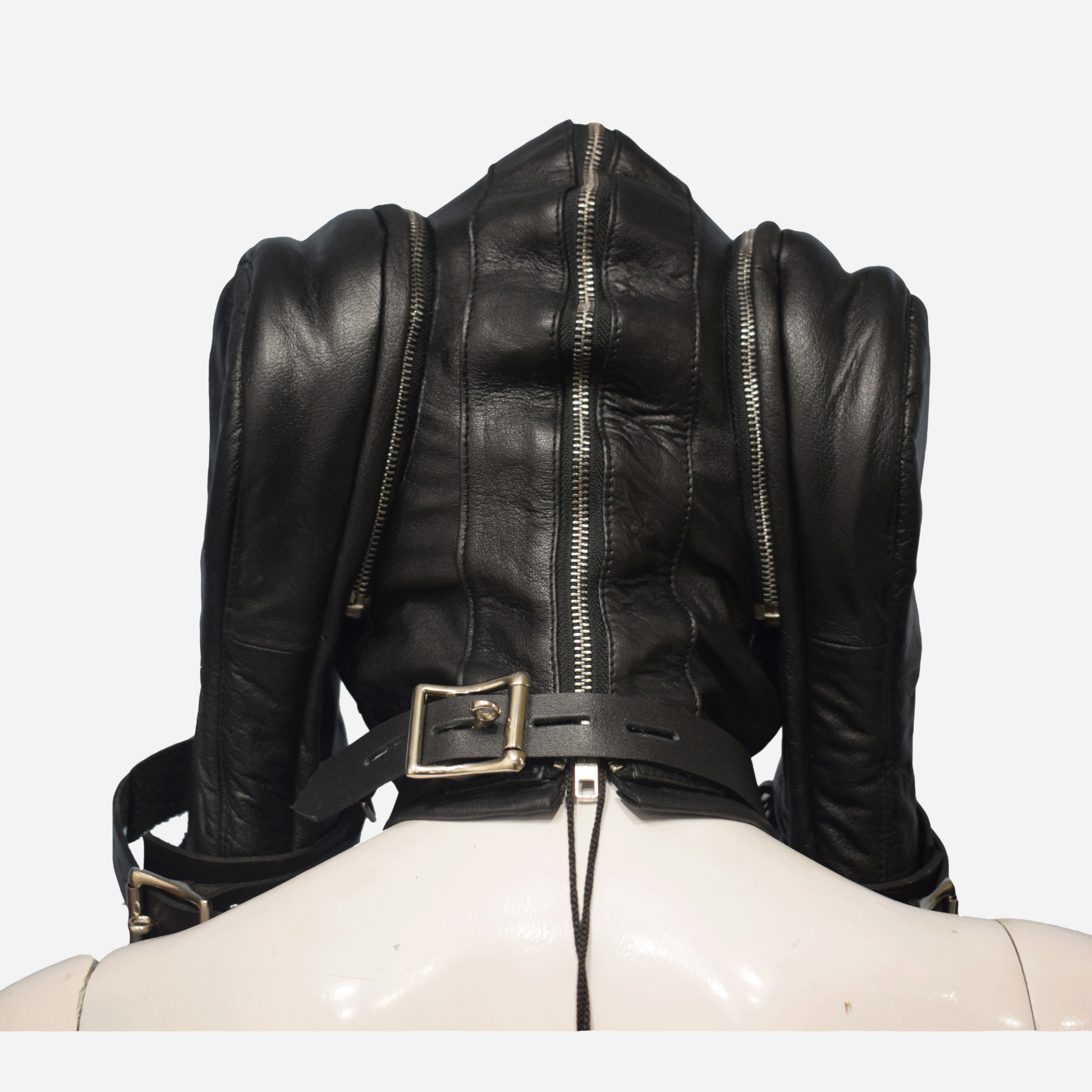 "Discover our Premium BDSM Hood Mask in top-quality Cow Napa leather, featuring padded foam, lockable buckles, attachable gloves, and breathable eyelets. Enjoy secure, comfortable, and versatile play with internal lacing and durable construction. Shop now for more high-quality BDSM accessories."