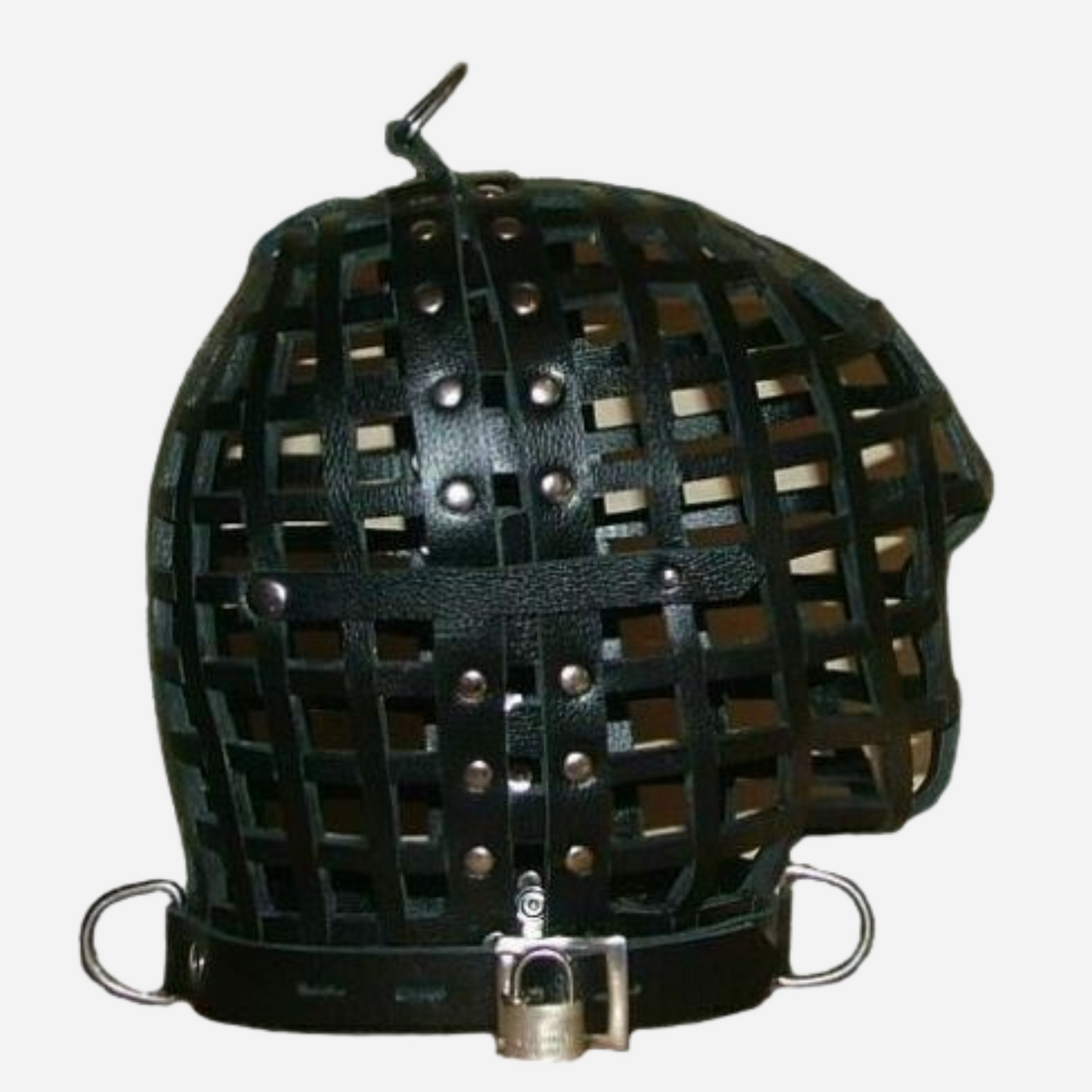 "Explore our Real Leather Bondage Cage Hood Mask, crafted for exceptional restraint and sensory play. Made from premium leather, this mask features a cage design for intense bondage experiences. Adjustable and durable, it's perfect for BDSM enthusiasts. Elevate your gear with luxurious functionality. Shop now!"