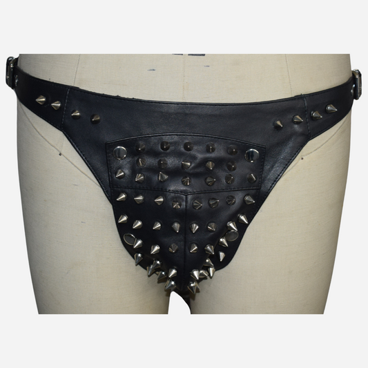 Real Leather Jockstrap with a detachable stud pouch for unmatched style and comfort. Featuring adjustable side buckles for a perfect fit, this timeless black jockstrap is expertly handmade with high-quality leather. Available in all sizes, including custom options. Elevate your intimate apparel today!