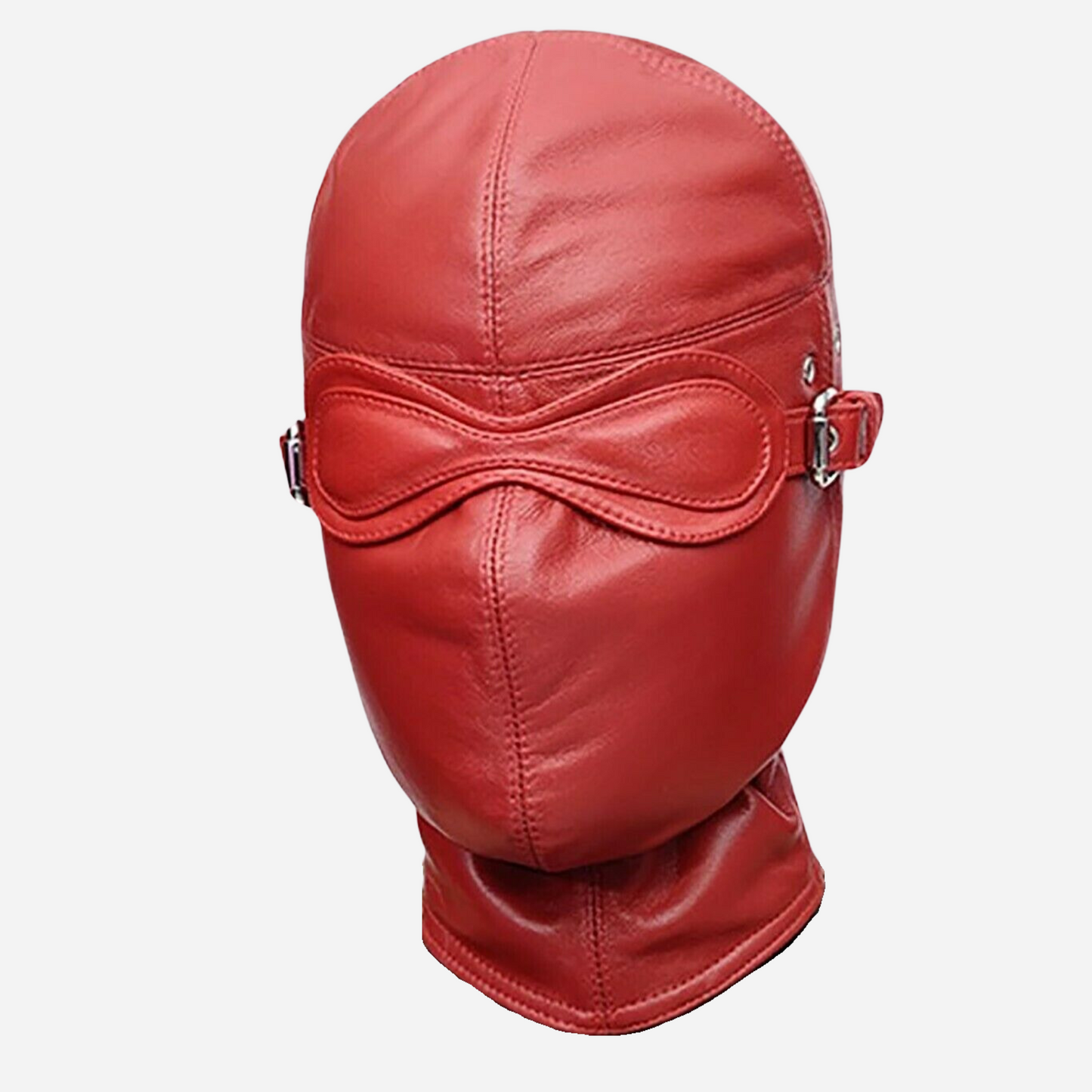 Discover our 100% Genuine Leather Blindfold, featuring padded eyes and a secure full back lacing. Available in Black and Red, it offers breathable comfort and can be customized with mouth and nose openings. Perfect for enhancing your intimate experiences. Shop now for luxury and style!